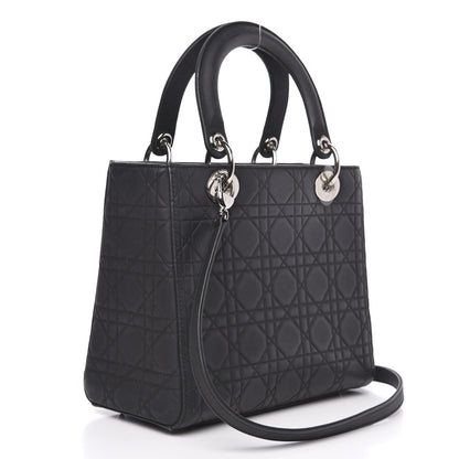Christian Dior Ultra Matte Calfskin Cannage Medium Lady Dior Black 3 of 14
