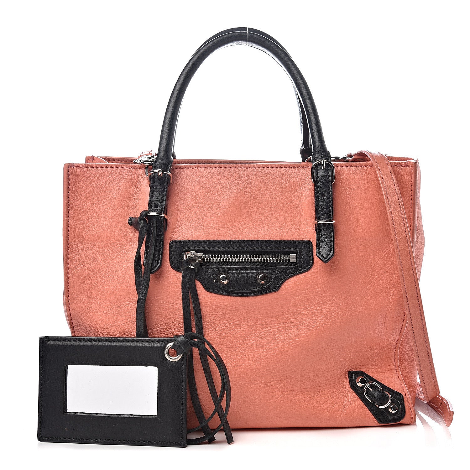 Balenciaga Veau Souple Bi-Color Papier Mini A4 Zip Around Tote Rose Azalee Black 1 of 9