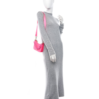 Christian Louboutin CHRISTIAN LOUBOUTIN Calfskin Mini Loubila Chain Shoulder Bag Fluo Pink 2 of 9
