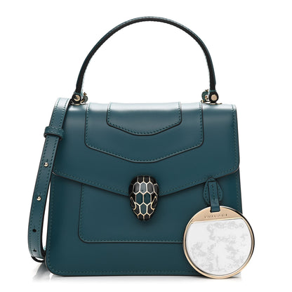 Bulgari Calfskin Serpenti Forever Top Handle Blue 1 of 11