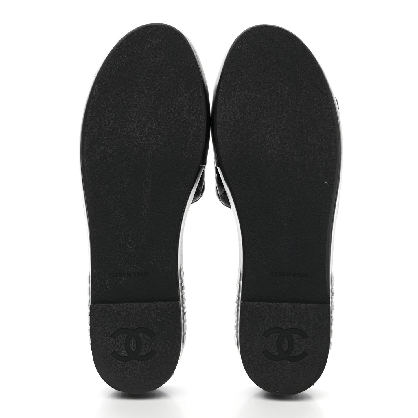 Lambskin Quilted CC Espadrille Slip On Sandals 40 Black