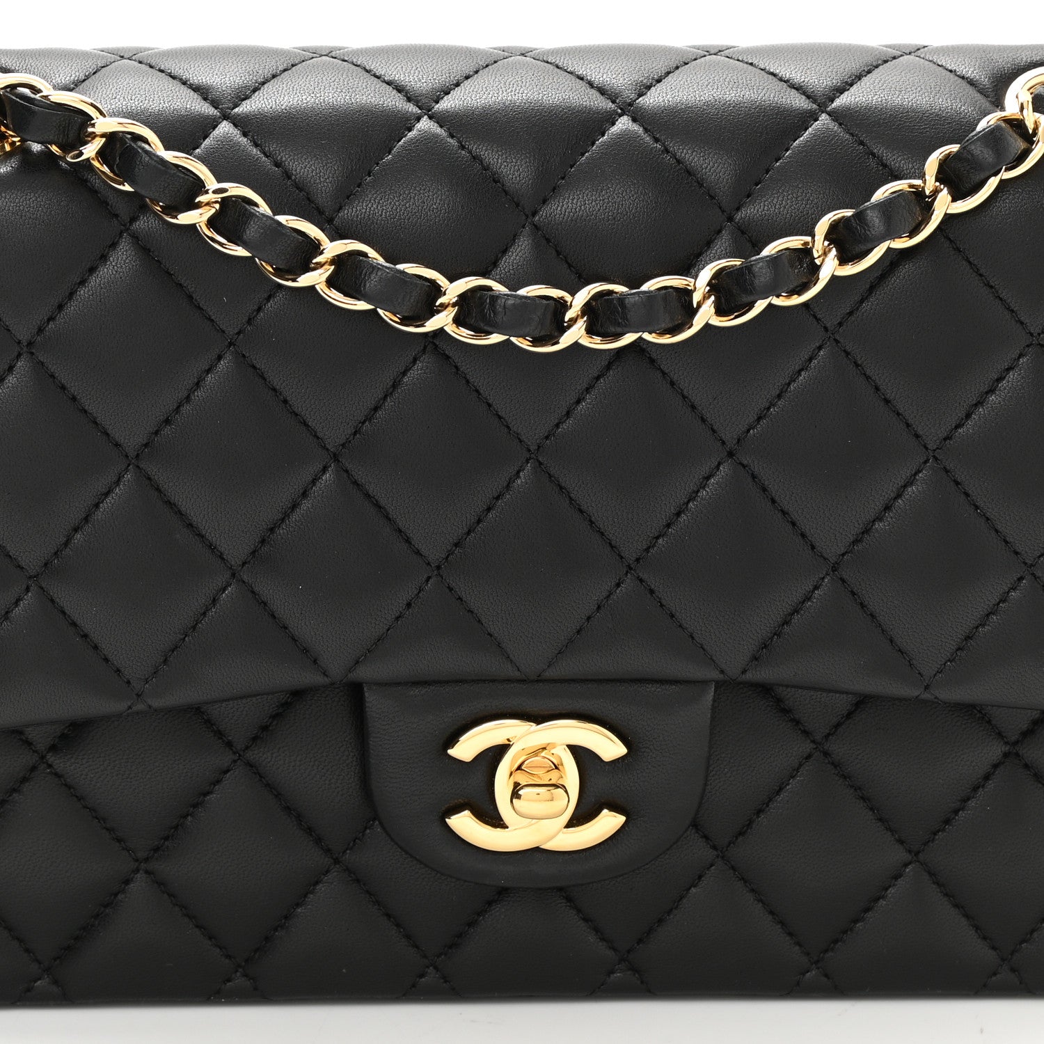Chanel Lambskin Quilted Medium Double Flap Black 8 of 10