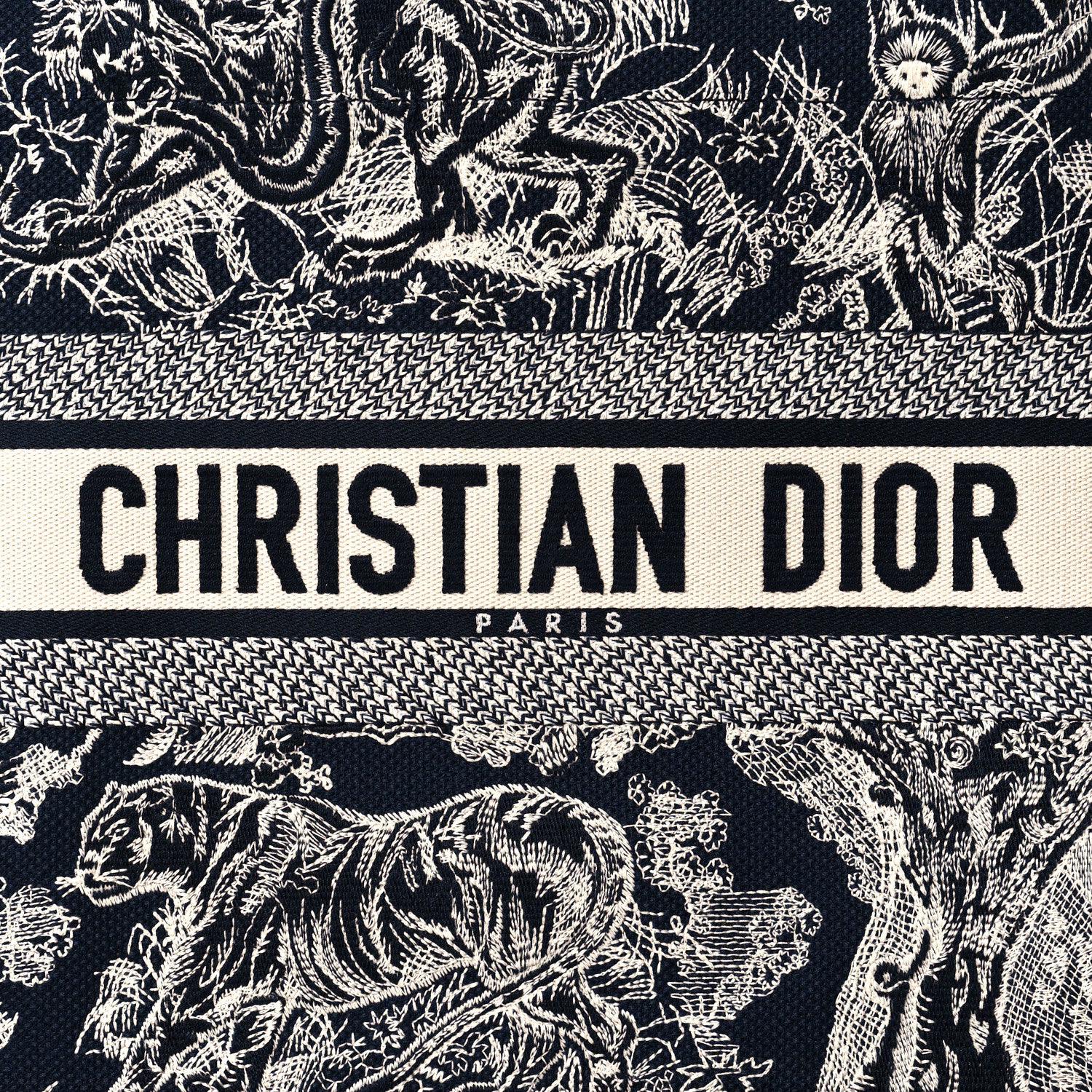 Christian Dior Canvas Embroidered Medium Toile De Jouy Reverse Book Tote Blue 7 of 10