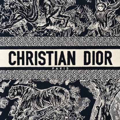 Christian Dior Canvas Embroidered Medium Toile De Jouy Reverse Book Tote Blue 7 of 10