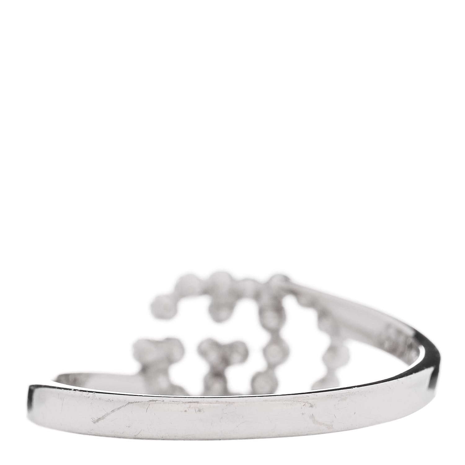 Gucci 18K White Gold Diamond Running Double G Ring 54 7 2 of 6