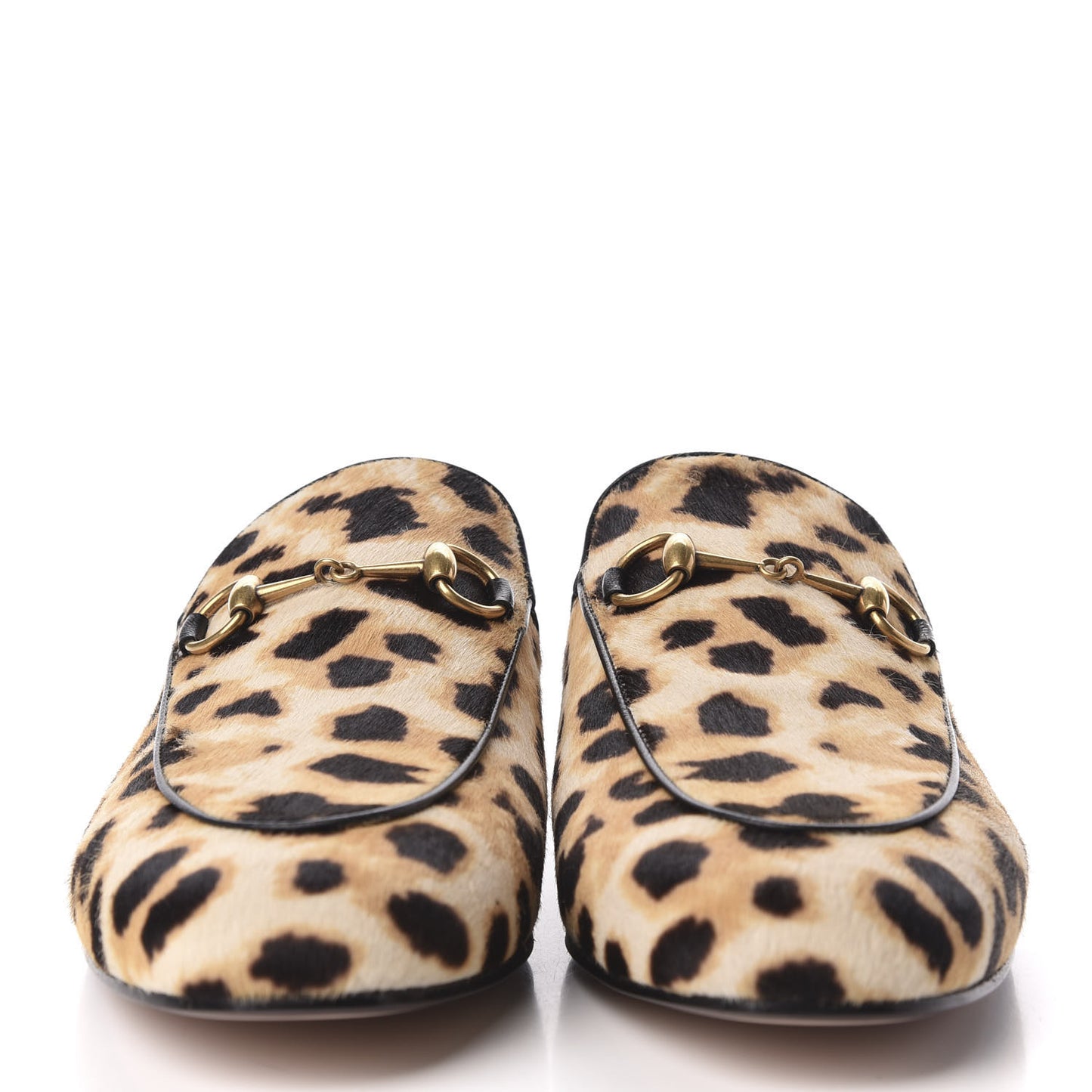 Calf Hair Leopard Print Womens Princetown Slippers 38.5 Naturale Black