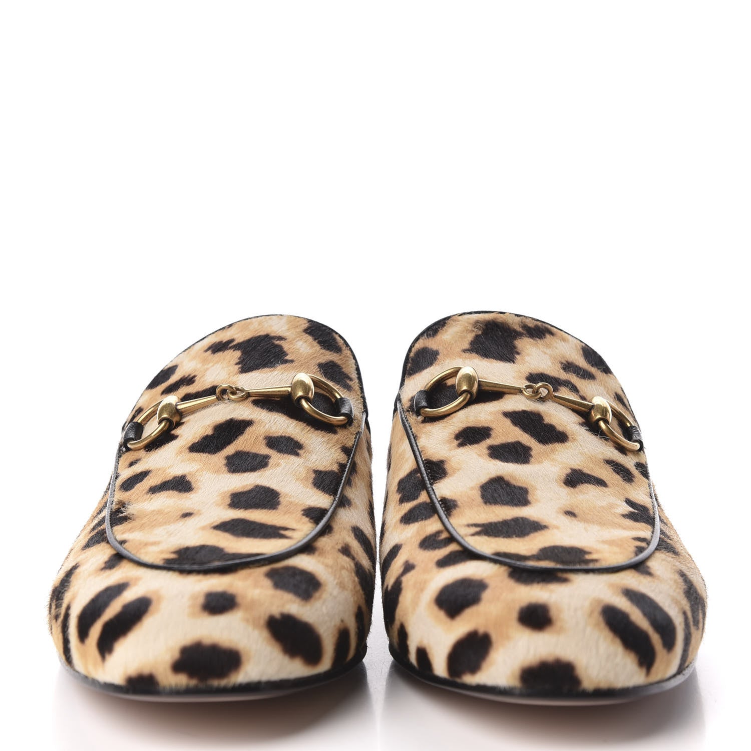 Gucci Calf Hair Leopard Print Womens Princetown Slippers 38.5 Naturale Black 3 of 10