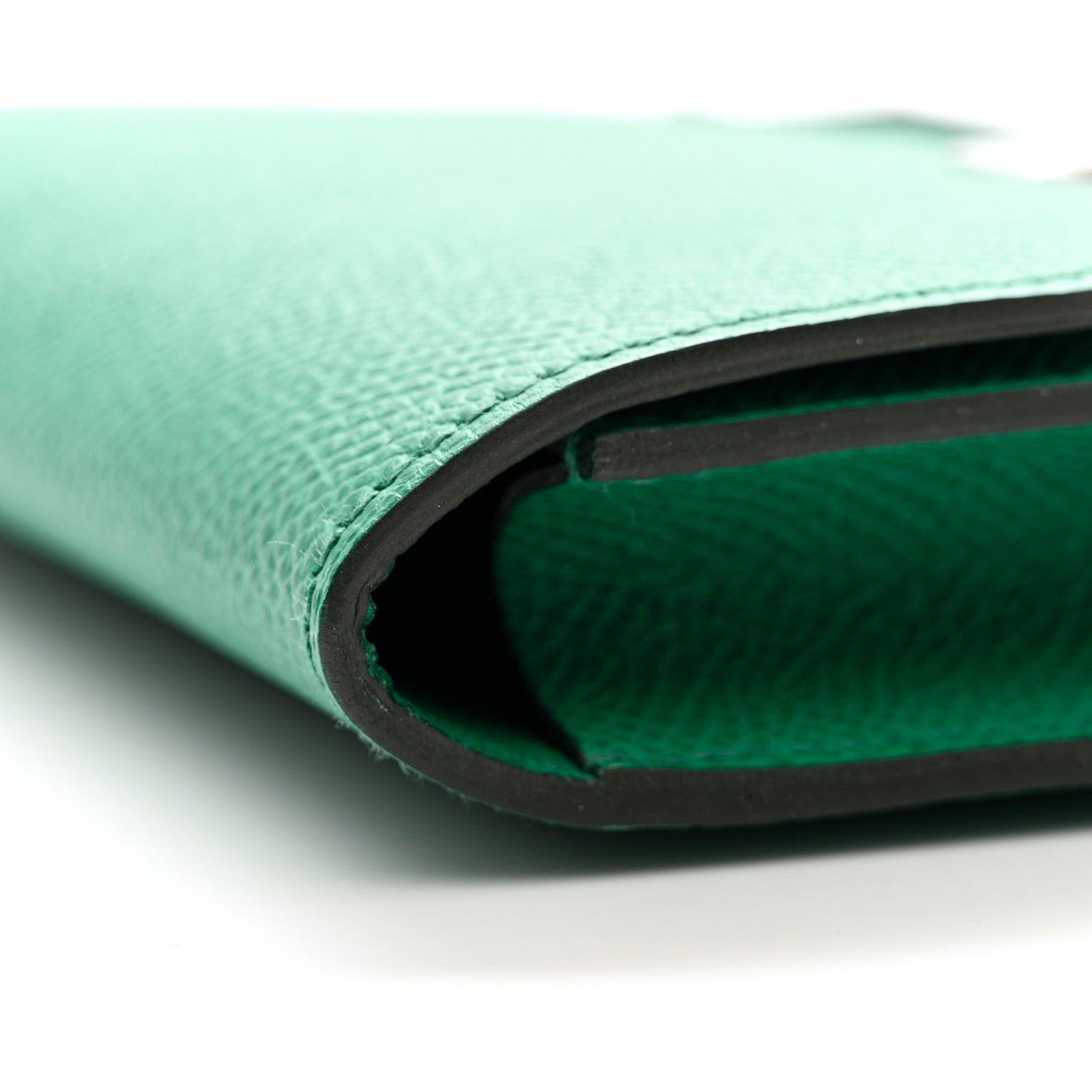 Epsom Enamel Constance Slim Wallet Vert Jade Bleu Brume