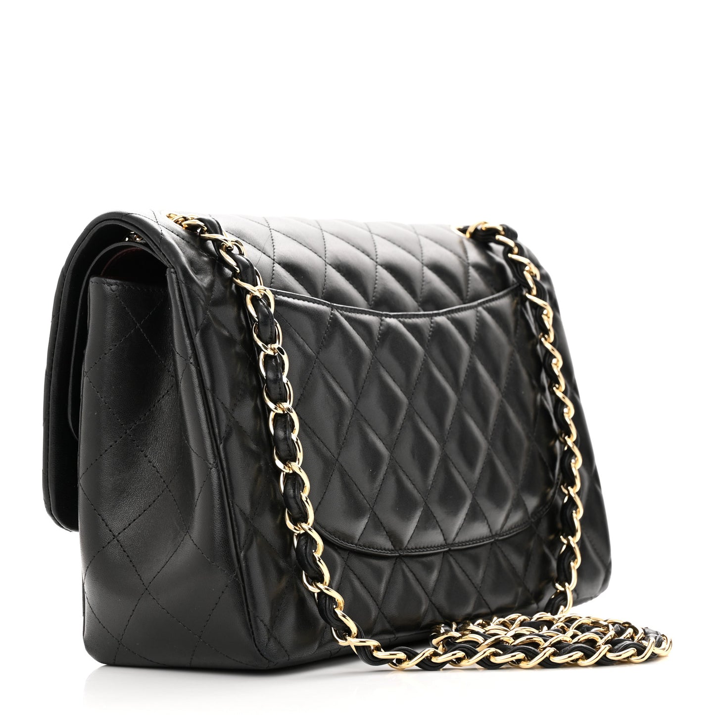 Lambskin Quilted Jumbo Double Flap Black