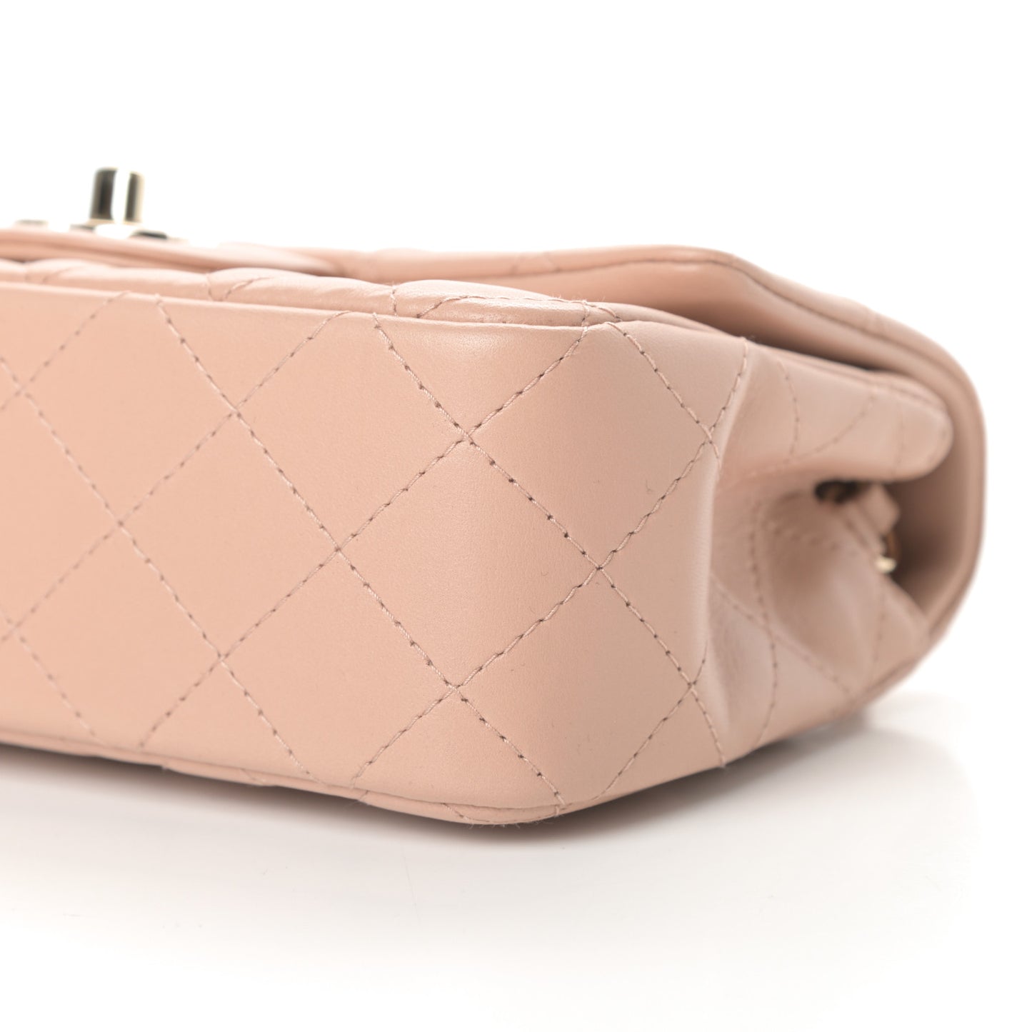 Lambskin Quilted Mini Rectangular Flap Beige