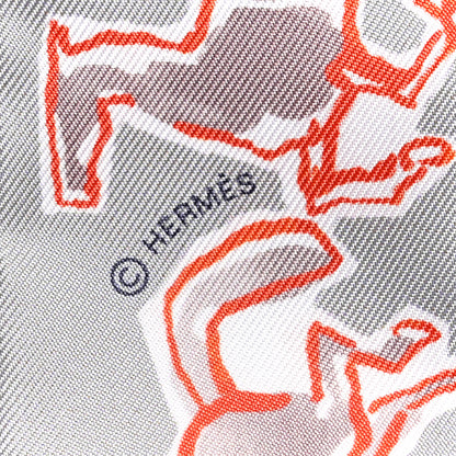 Hermes Silk Chevaux En Liberte Twilly Gris Perle Rouge White 4 of 4