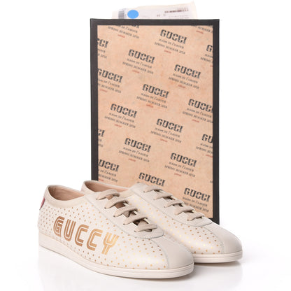 Gucci X SEGA Calfskin GUCCY Stars Womens Falacer Sneakers 39 White 10 of 10