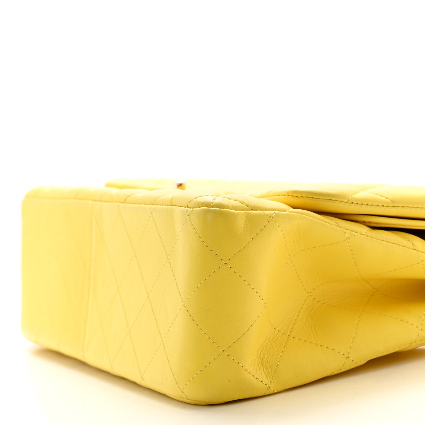 Lambskin Quilted Jumbo Double Flap Yellow