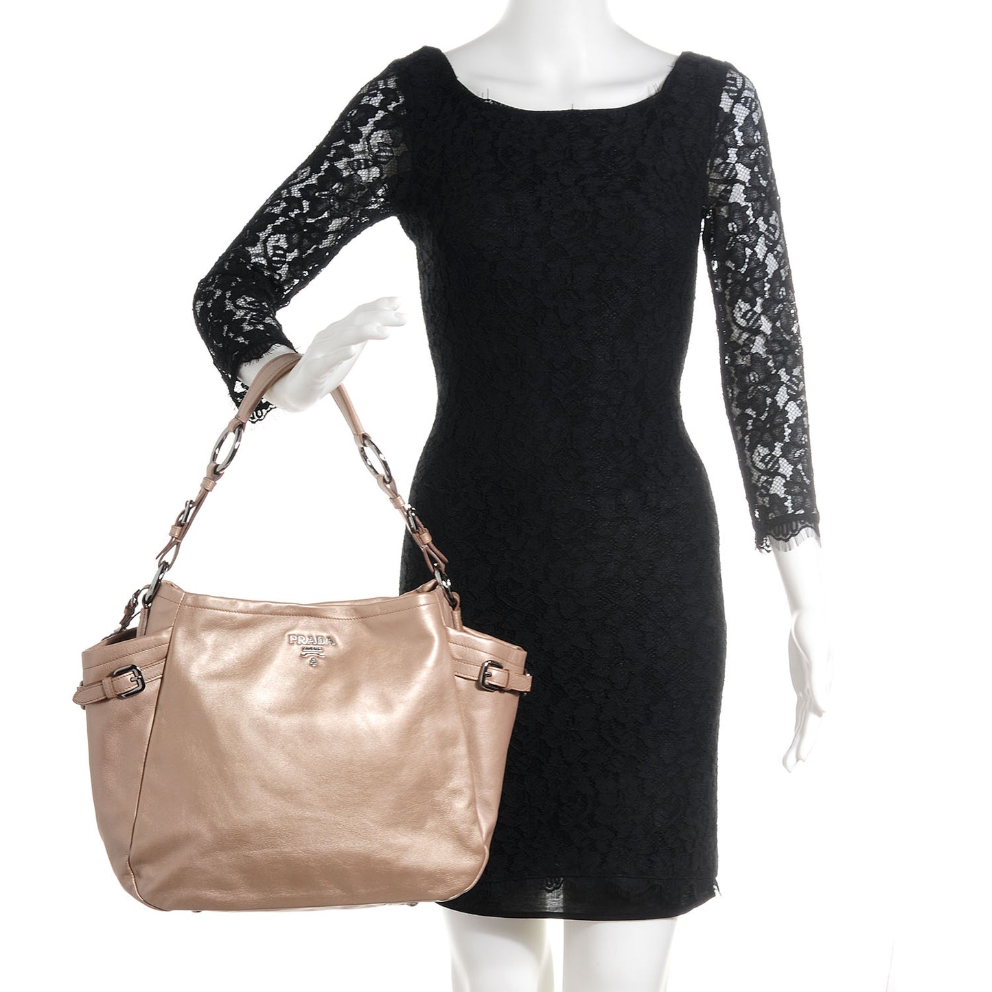 Metallic Soft Calf Two Pocket Hobo Beige