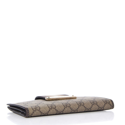 Gucci GG Plus Monogram Calfskin Ladies Web Continental Wallet Beige Ebony Brown 4 of 11