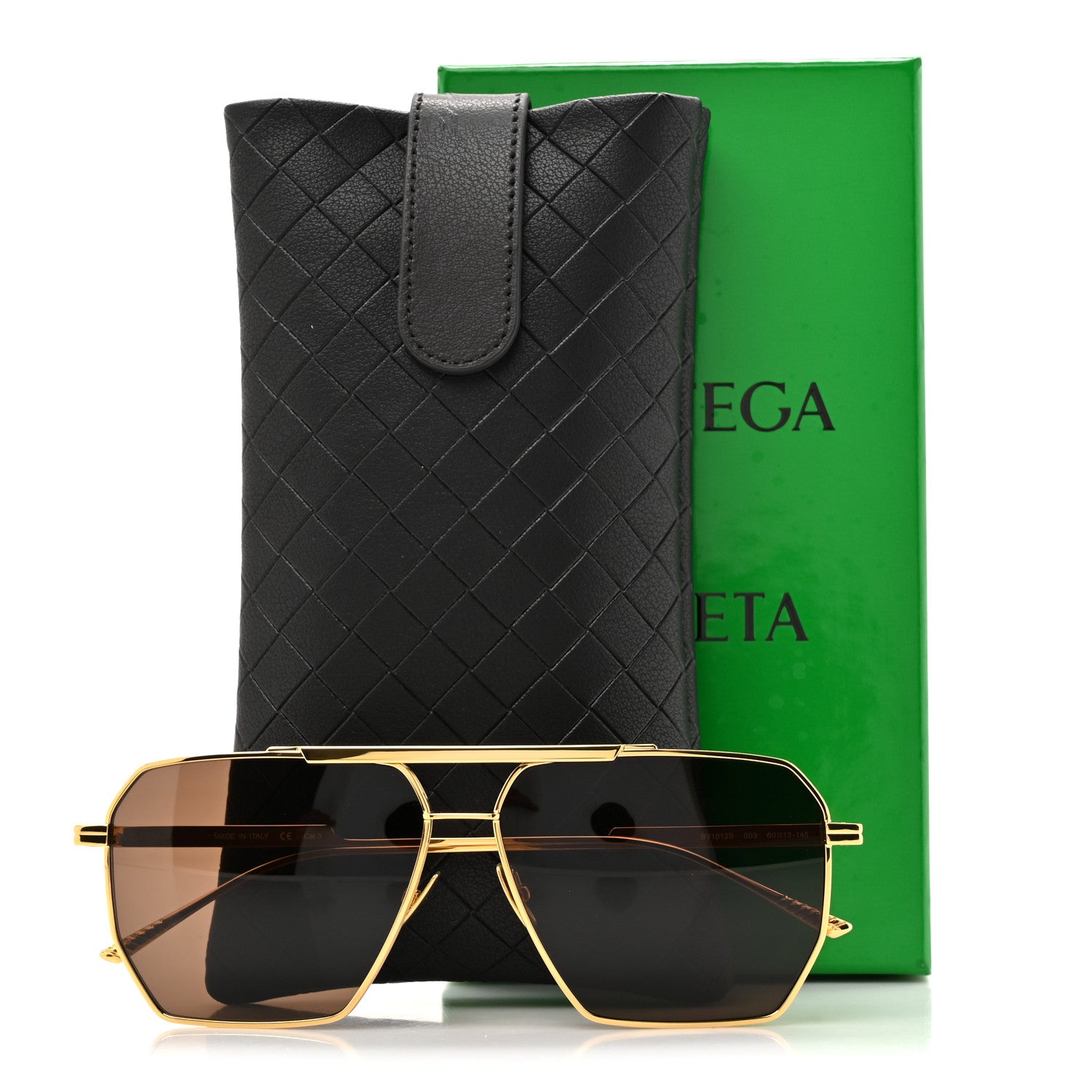 Bottega Veneta Metal Aviator BV1012S Sunglasses Gold Brown 7 of 7