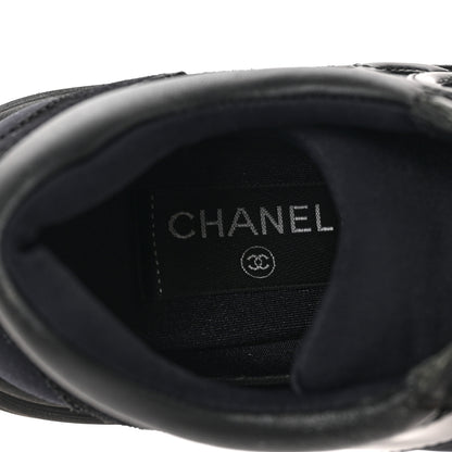 Chanel Toile Suede Calfskin CC Sneakers 38 Black 7 of 8