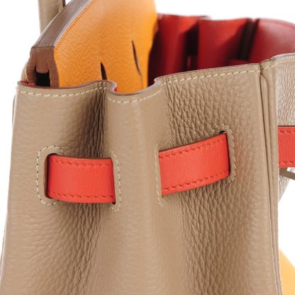 Hermes Taurillon Clemence Swift Tri-Color Birkin 35 Sanguine Gris Tourterelle Moutarde 19 of 23