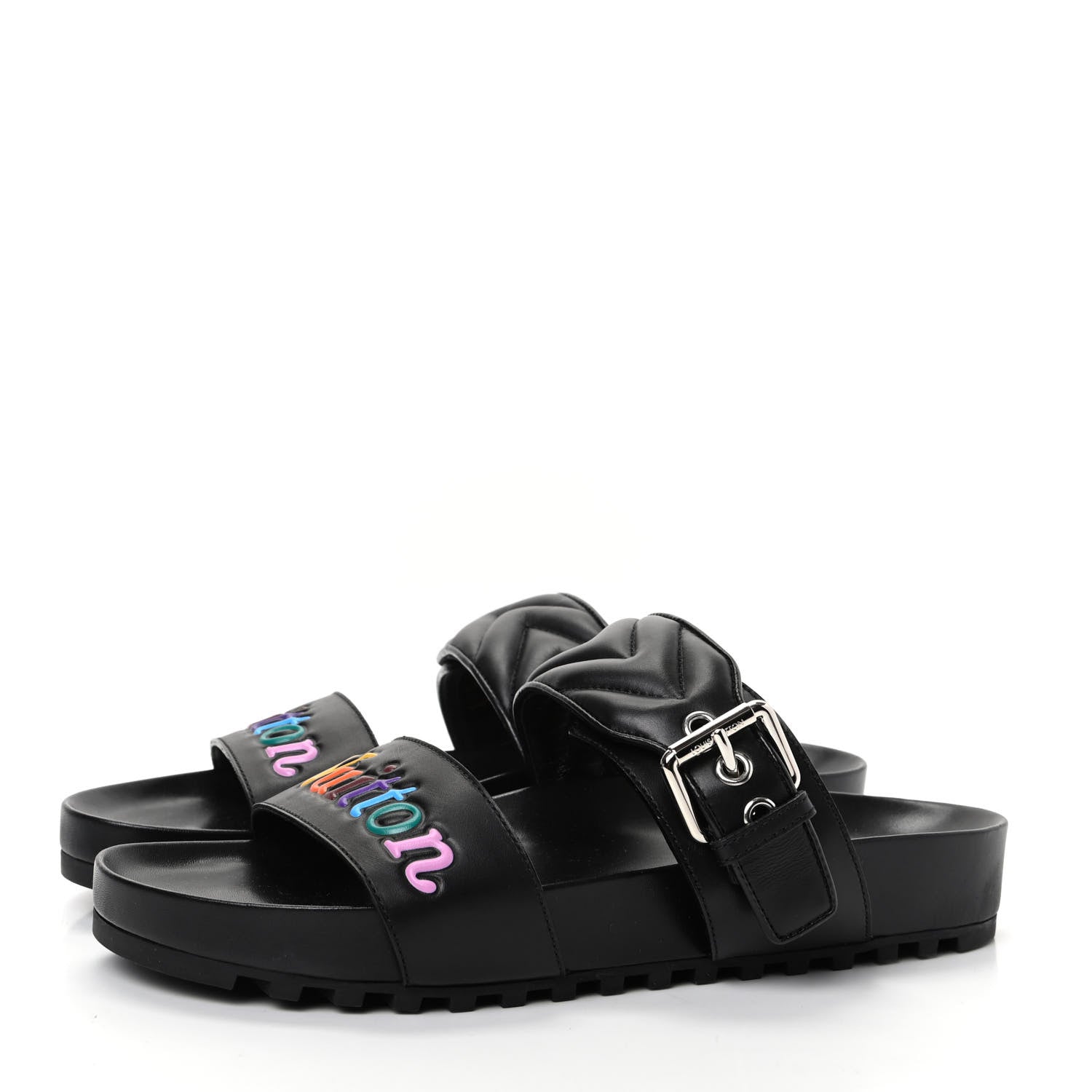 Louis Vuitton Calfskin New Wave Bom Dia Mule Sandals 38 Black 3 of 10