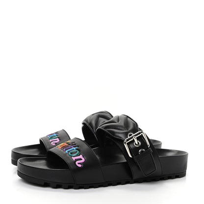Louis Vuitton Calfskin New Wave Bom Dia Mule Sandals 38 Black 3 of 10