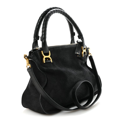 Chloe Nubuck Calfskin Medium Marcie Satchel Black 3 of 9