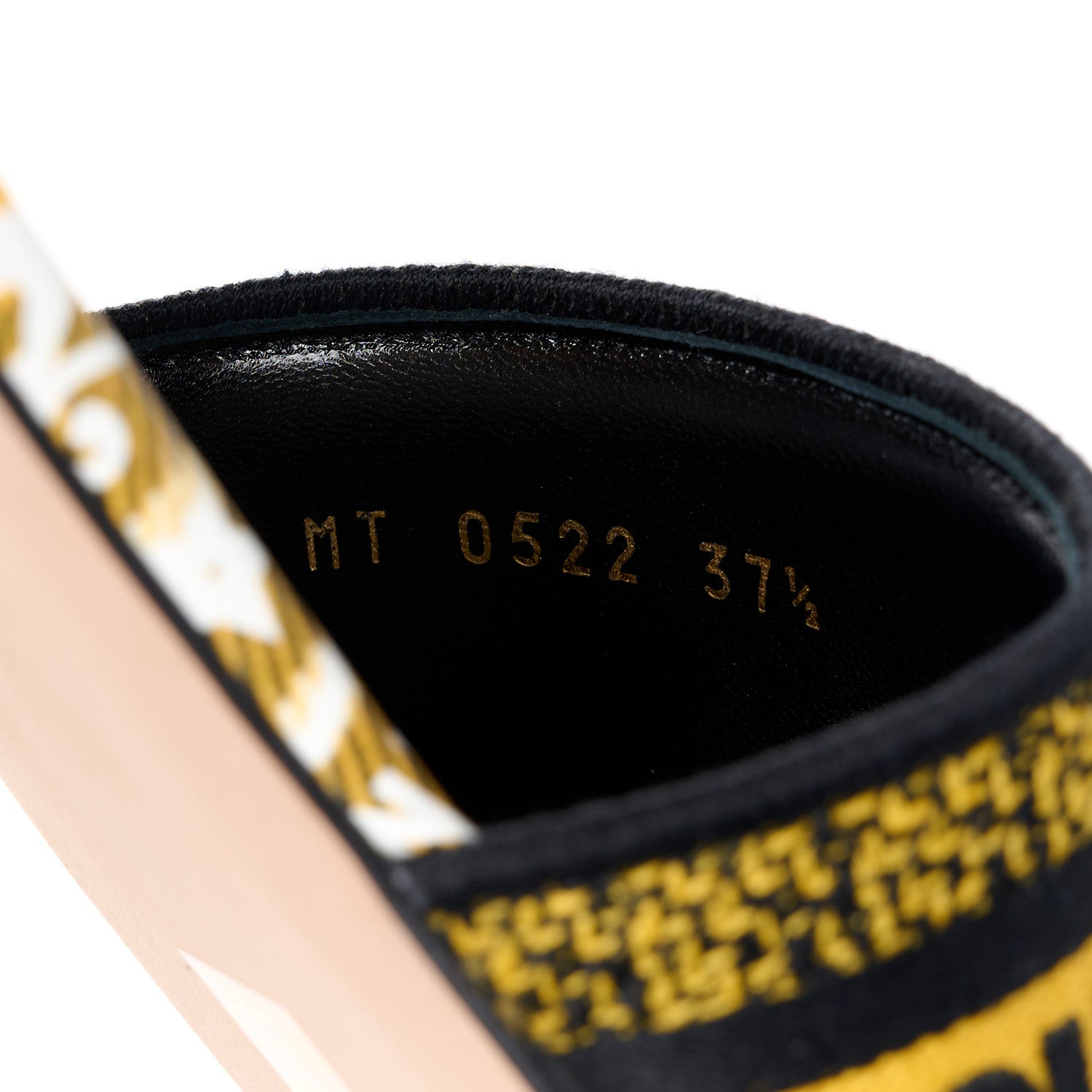 Christian Dior Canvas Union Check Embroidered Dway Flat Slide Sandals 37.5 Black Yellow 8 of 9