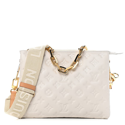 Louis Vuitton Lambskin Embossed Monogram Coussin PM Beige Cream 1 of 7