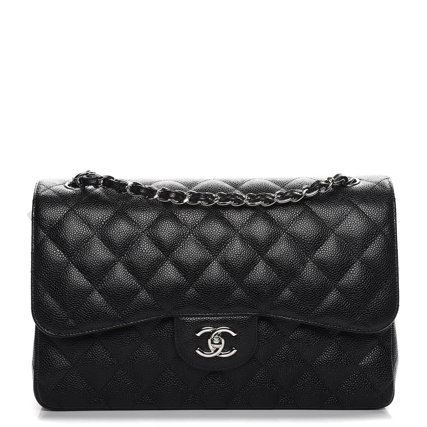Caviar Quilted Jumbo Double Flap Black