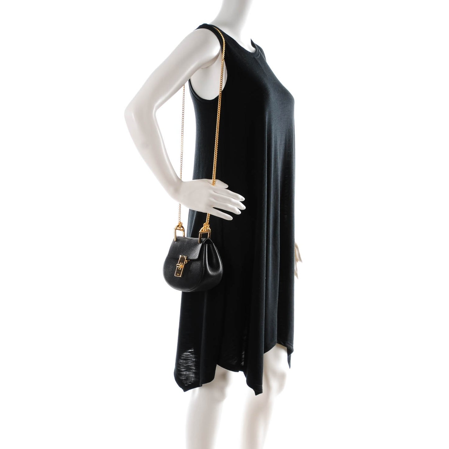 Grained Lambskin Nano Drew Shoulder Bag Black