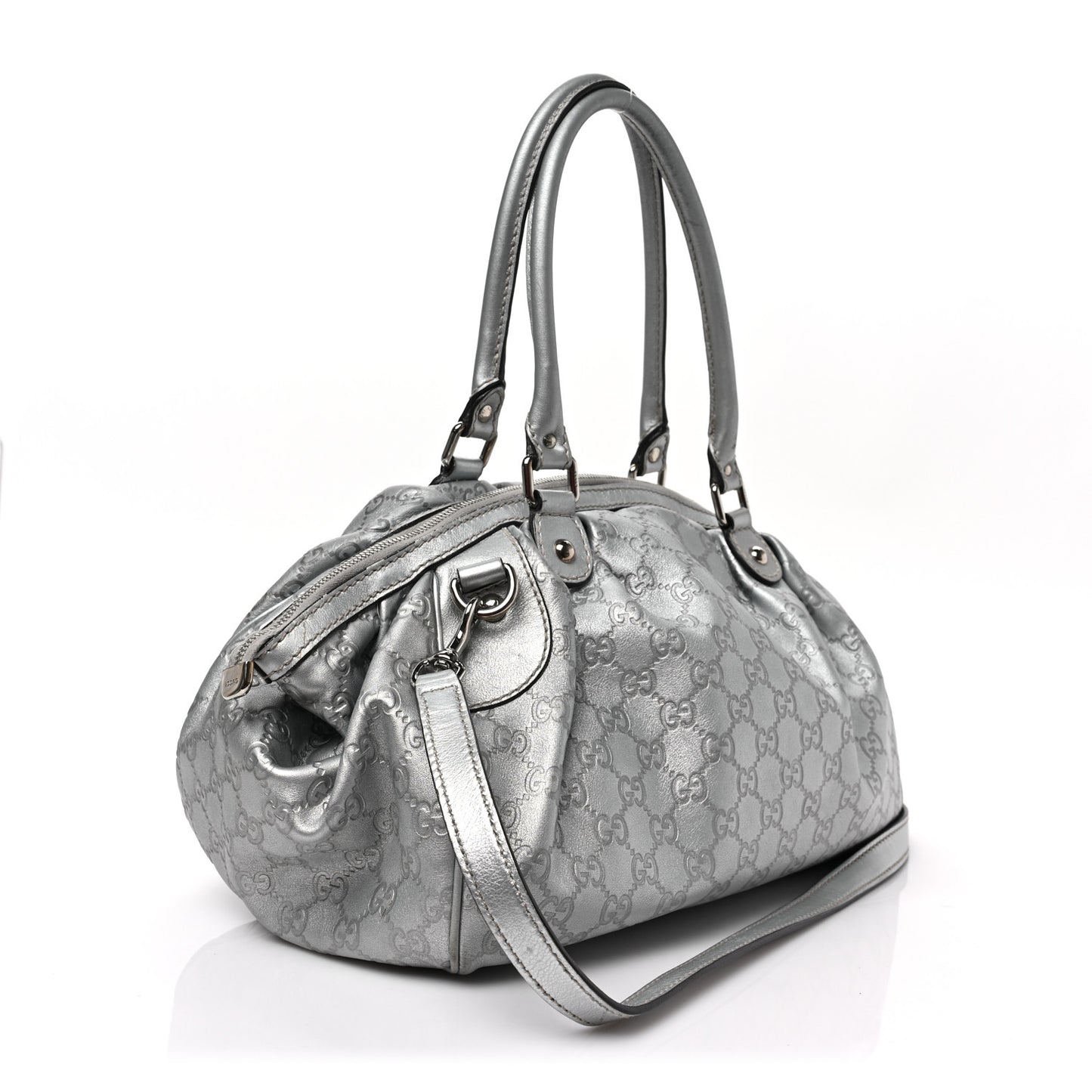 Metallic Guccissima Medium Sukey Boston Silver