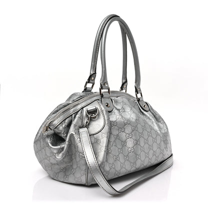 Gucci Metallic Guccissima Medium Sukey Boston Silver 3 of 10