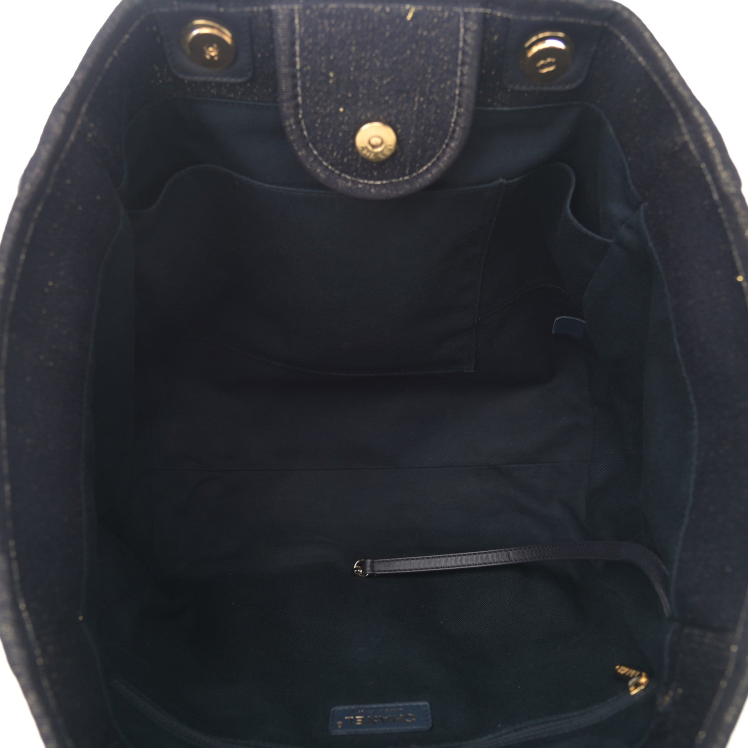 Chanel Lurex Canvas Medium Deauville Tote Navy Blue Gold 5 of 14