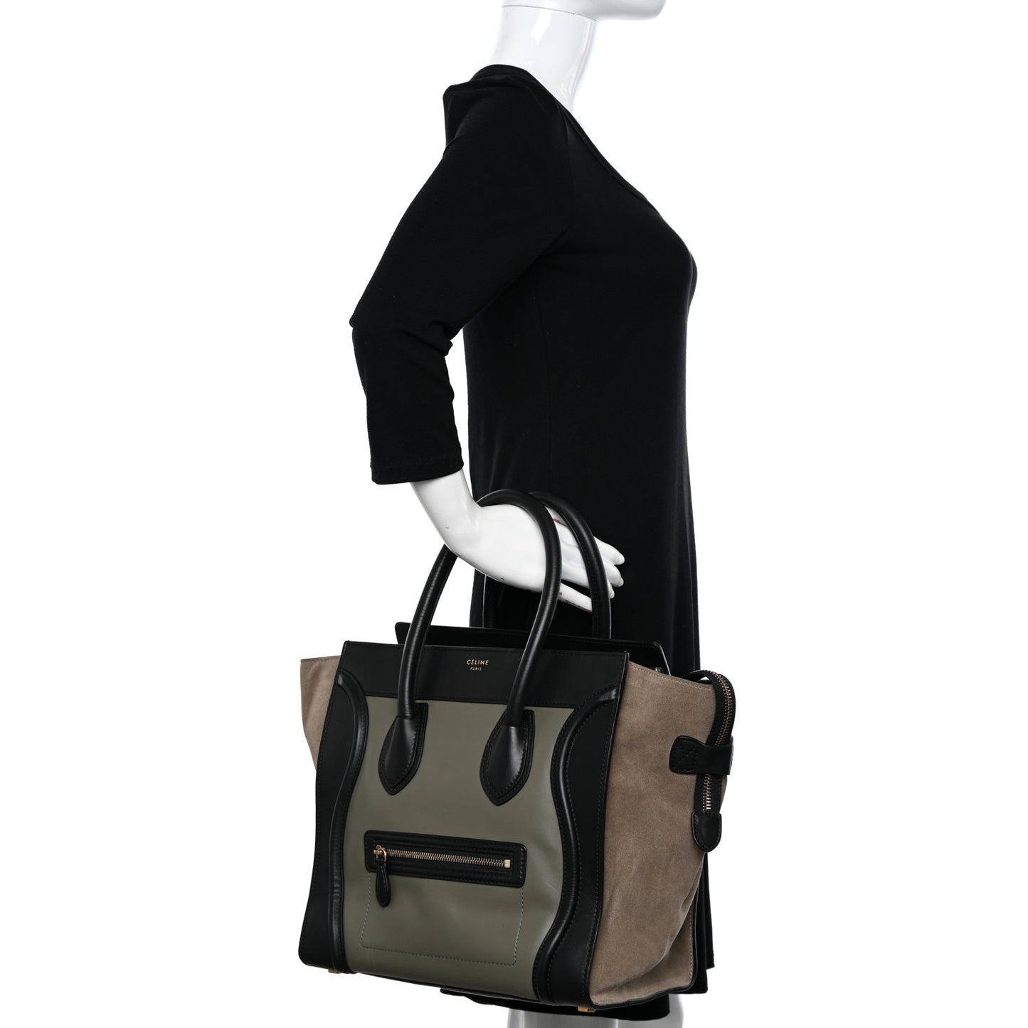 Satin Calfskin Suede Micro Tri-Color Luggage Almond