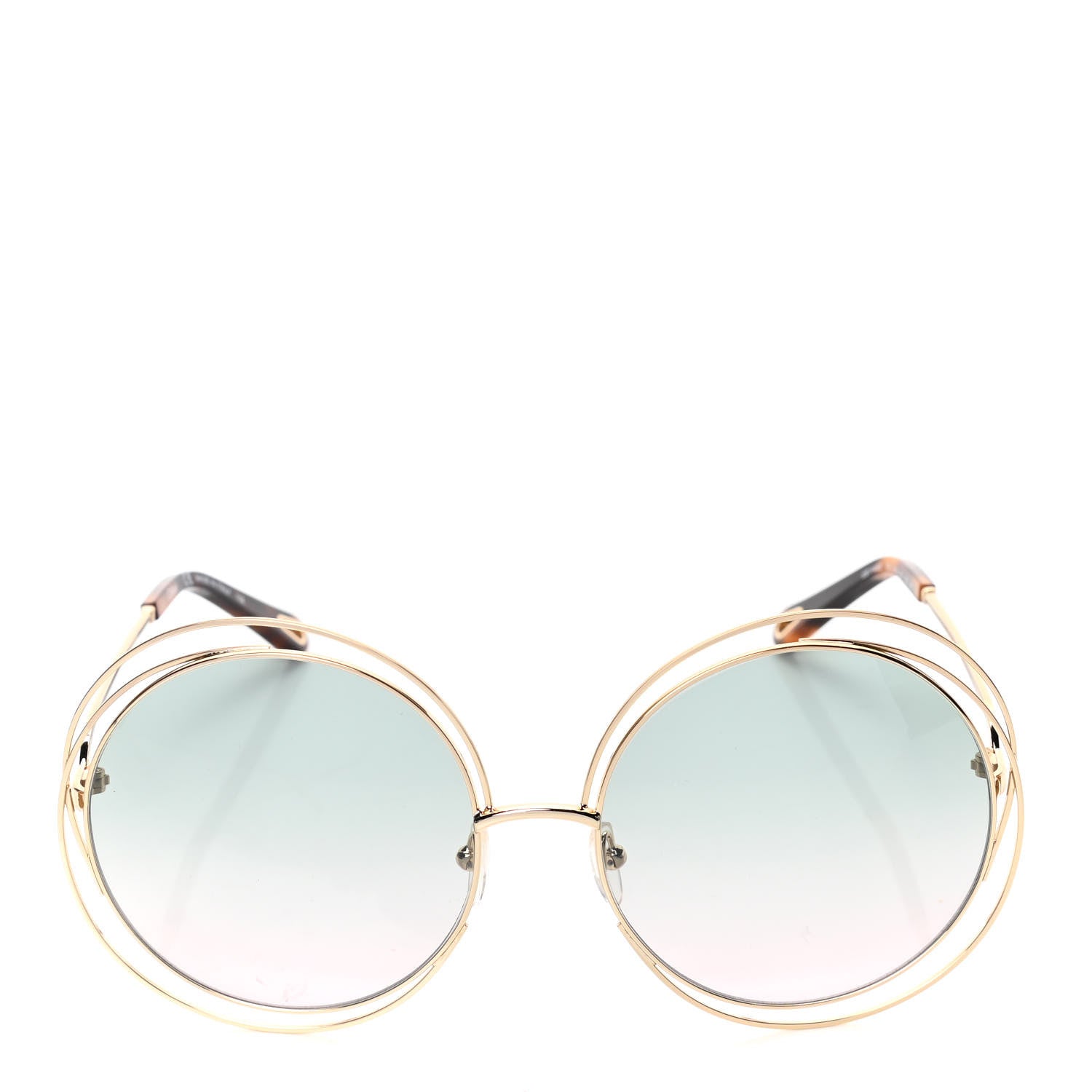 Chloe Metal Carlina Oversized Round Sunglasses CE114S Gold Havanna 2 of 5
