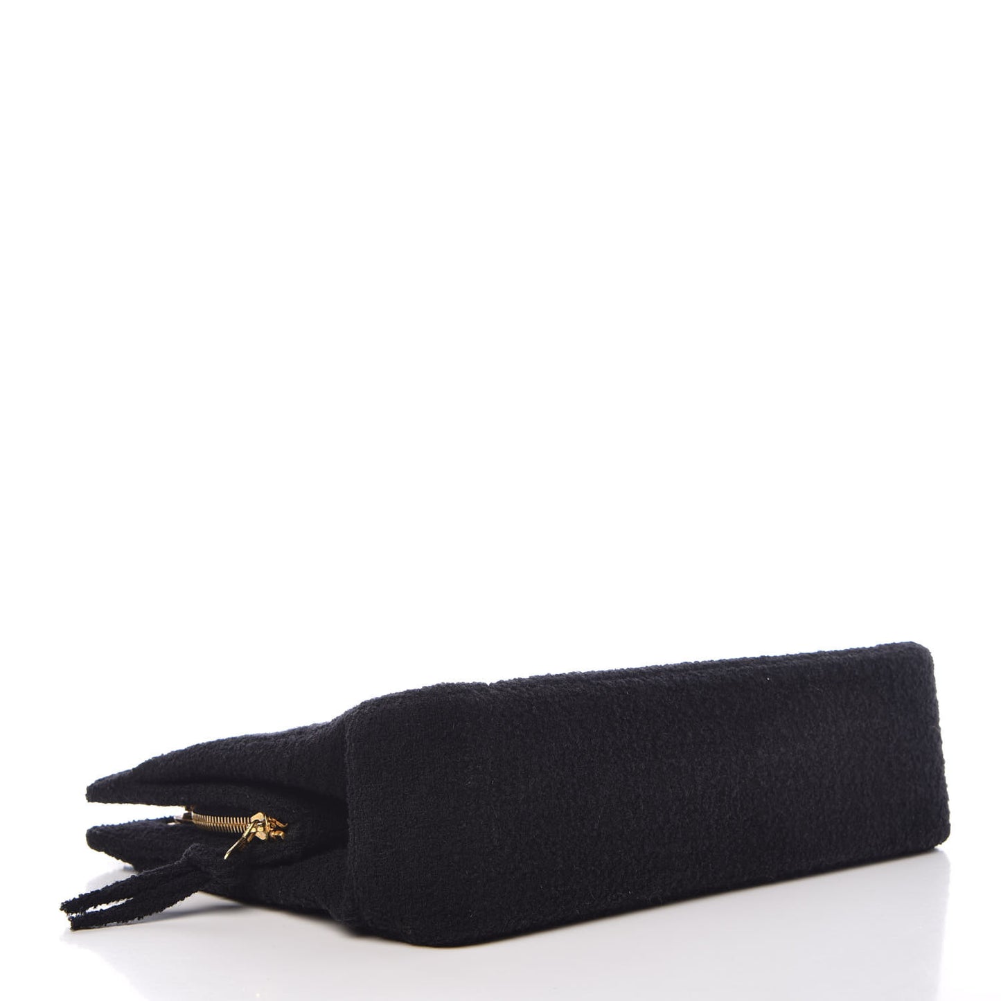Wool Boucle Chevron Quilted Shoulder Bag Black