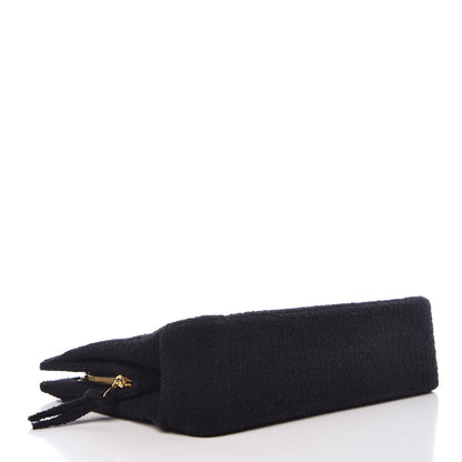 Chanel Wool Boucle Chevron Quilted Shoulder Bag Black 5 of 11