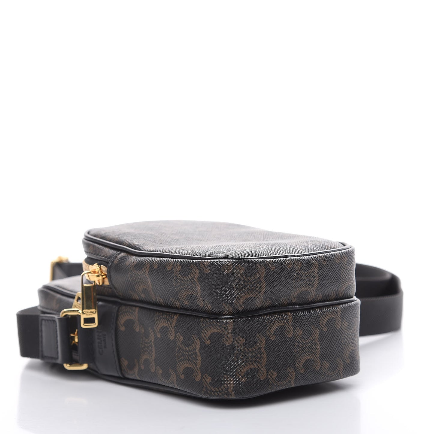 Triomphe Canvas Calfskin Mini Pocket Messenger Bag Black