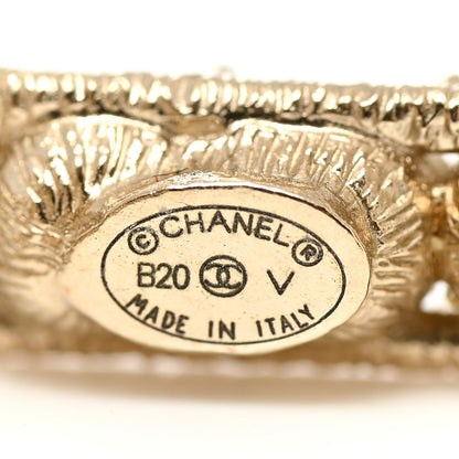 Chanel Crystal Cha-Nel Logo Drop Earrings Gold 4 of 5