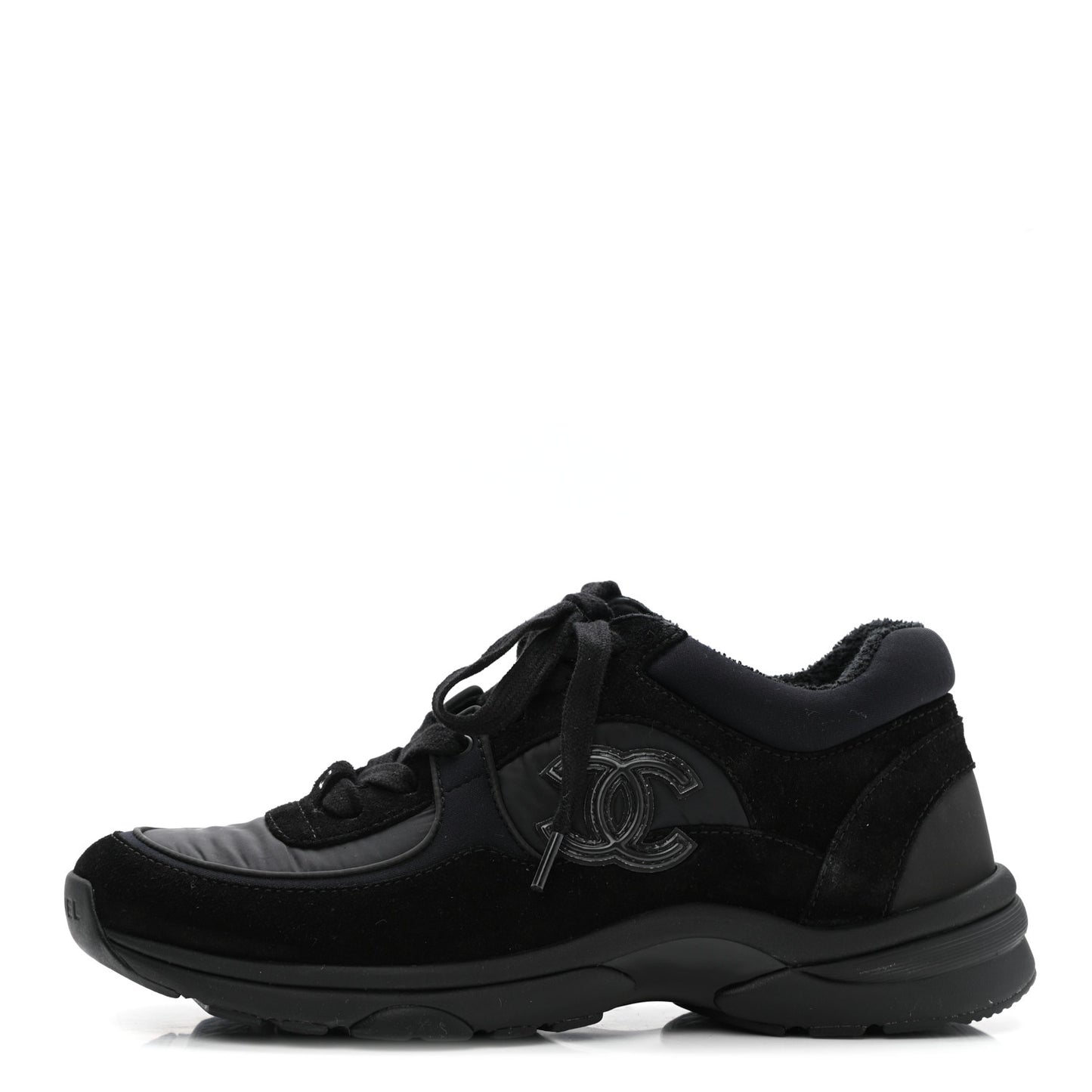 Nylon Calfskin Suede CC Sneakers 37 Black