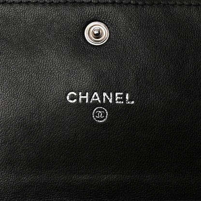 Chanel Lambskin Camellia Embossed Medium Wallet Black 6 of 11