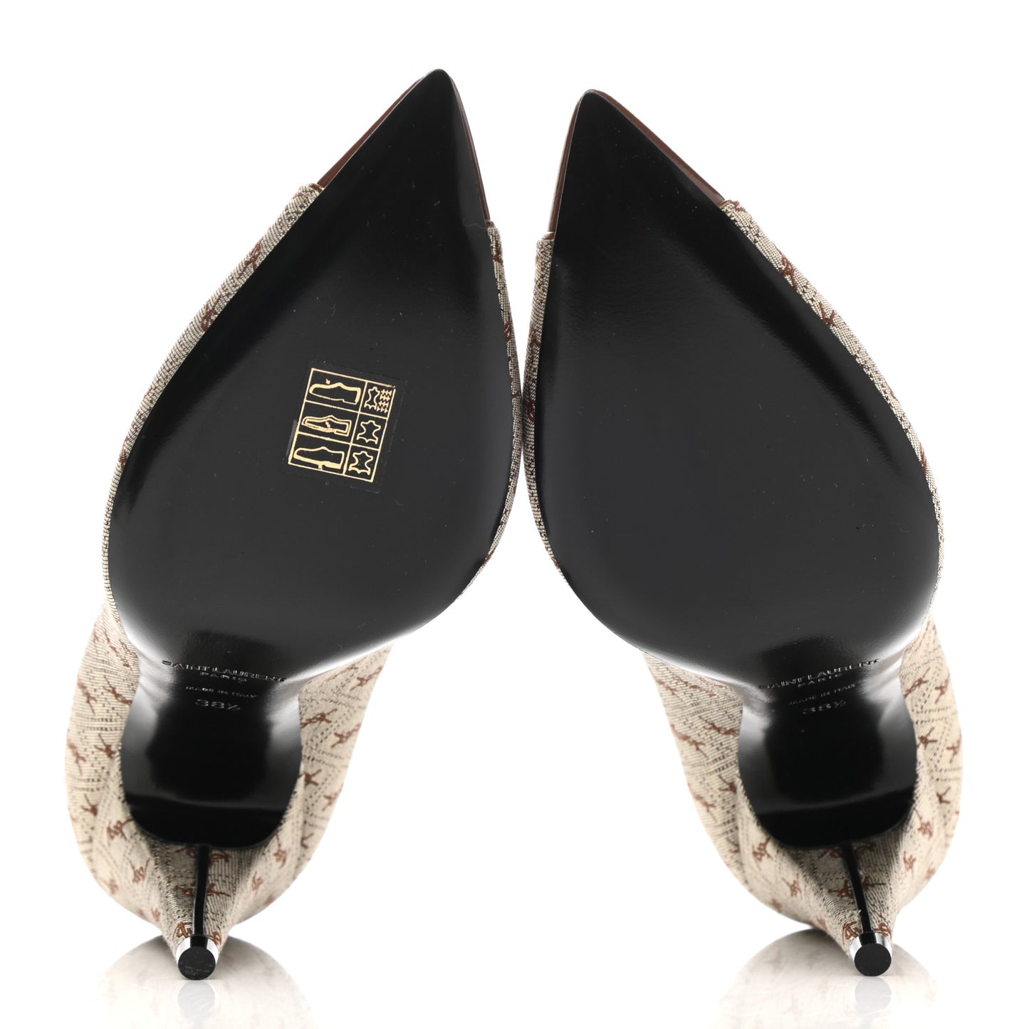 Silk Blend Monogram Lola Cap Toe Pumps 38.5 Beige