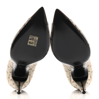 Saint Laurent Silk Blend Monogram Lola Cap Toe Pumps 38.5 Beige 5 of 8