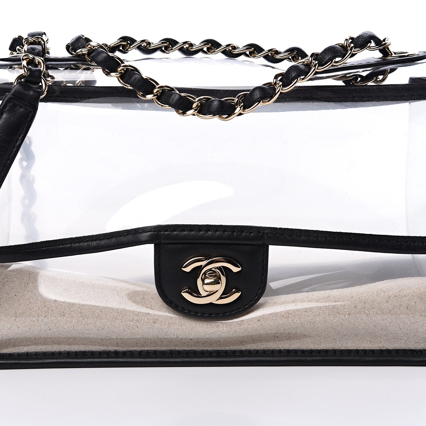 Lambskin PVC Medium Coco Sand Flap Black