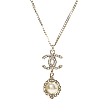 Chanel Crystal Pearl CC Lace Camellia Necklace Gold 4 of 6
