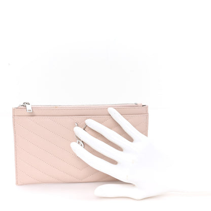 Saint Laurent Grain De Poudre Chevron Monogram Bill Pouch Marble Pink 2 of 8