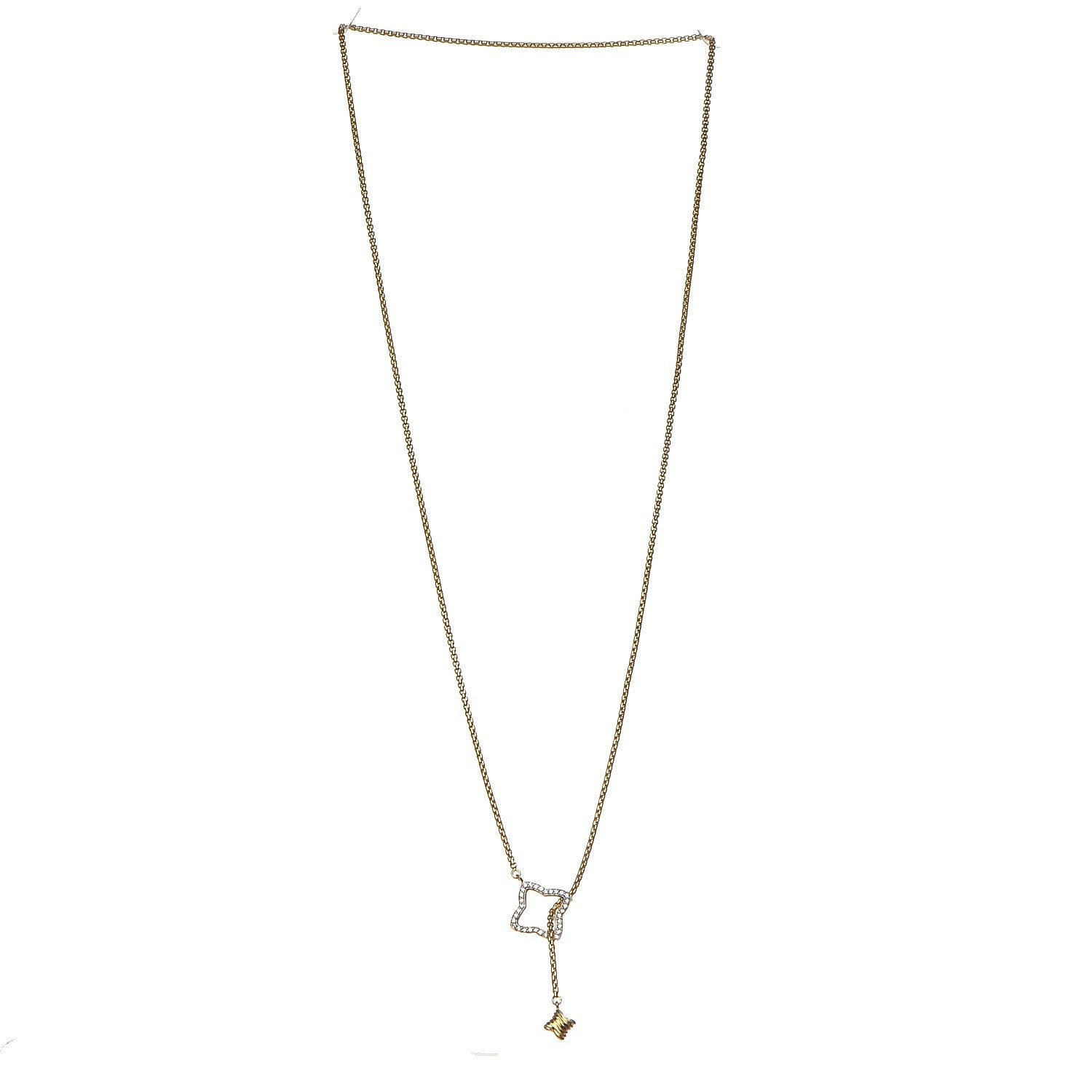 David Yurman 18K Yellow Gold Diamond Quatrefoil Lariat Necklace 5 of 6