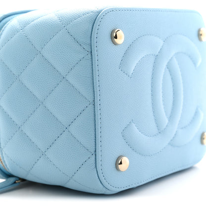 Chanel Caviar Quilted Top Handle Vanity Case With Chain Blue 9 of 11