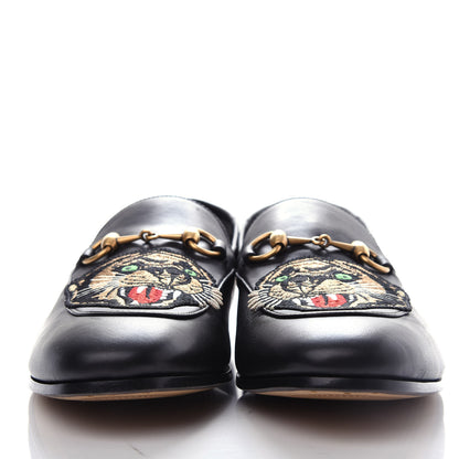 Gucci Goatskin Tiger Embroidered Mens Horsebit Loafers 9 Black 2 of 11