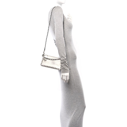 Valentino Garavani Metallic Pebbled Calfskin Small Rockstud Flip Lock Shoulder Bag Silver 2 of 9