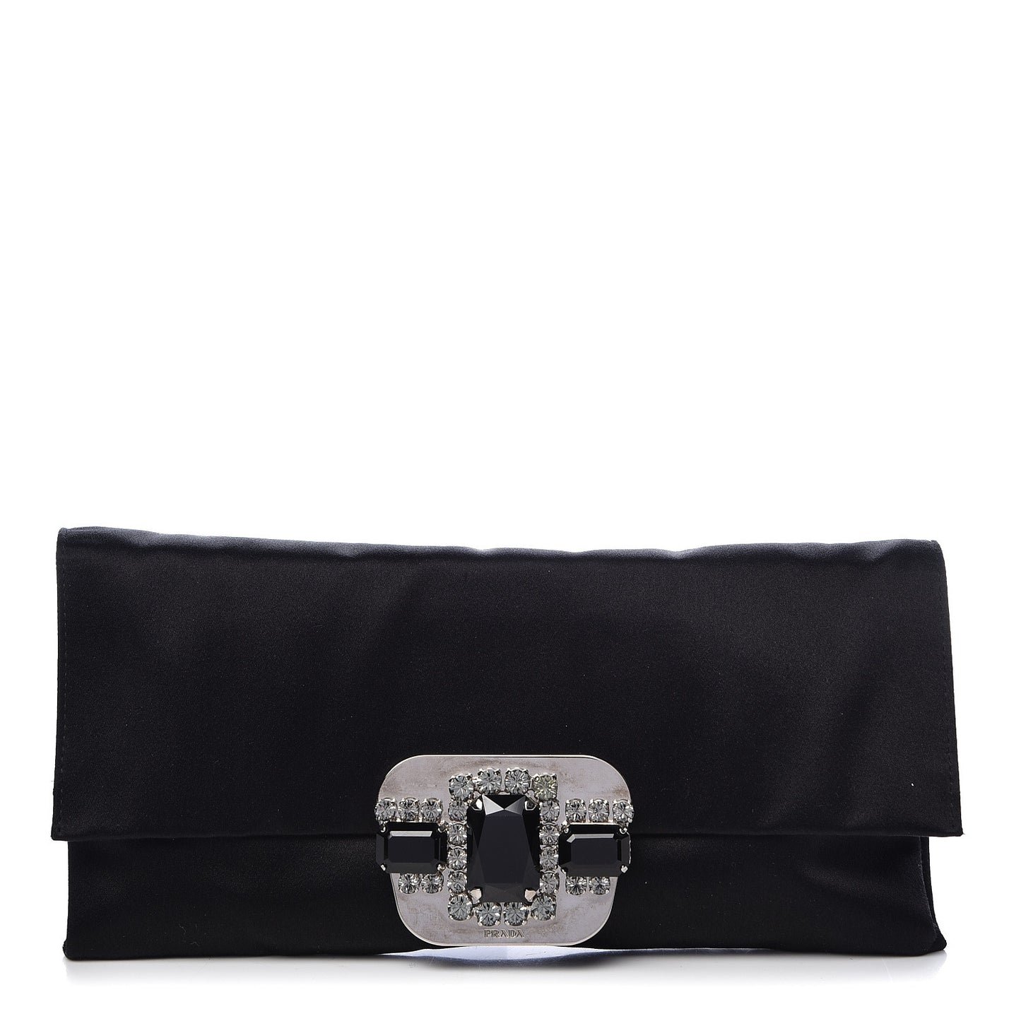 Satin Crystal Clutch Black